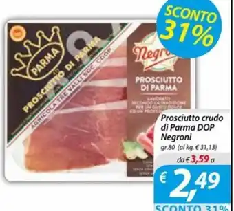 DiMeglio Negroni Prosciutto crudo di Parma DOP gr.80 offerta