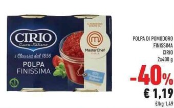 Conad City Cirio Polpa di Pomodoro Finissima 2x400 g offerta