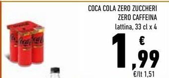 Conad Superstore Coca cola zero zuccheri zero caffeina offerta