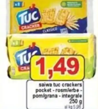 Pewex Saiwa Tuc crackers pocket - rosm/erbe-pom/grana-integrale 250 g offerta