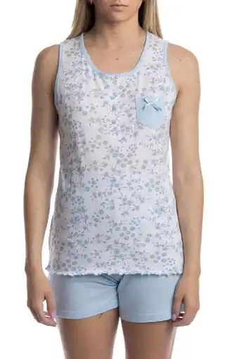 Kisenè Kiwear pigiama donna maglia con spalline e pantalone corto - cielo offerta
