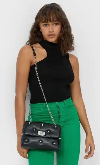 Borsa a tracolla imbottita borchie
