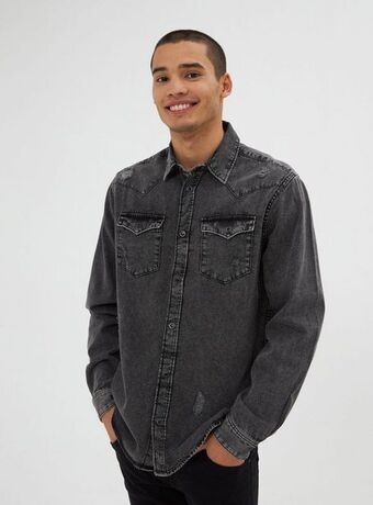 Camicia jeans con strappi