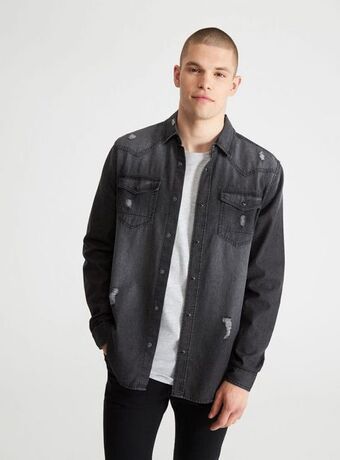 Camicia jeans con strappi offerta di Terranova