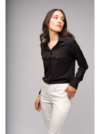 Invidia Camicia donna tinta unita stretch con tasche applicate offerta