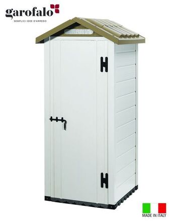 Brico Bravo Casetta da giardino in resina pvc 96,5x96,5x203 tuscany 80 colore biege tortora offerta