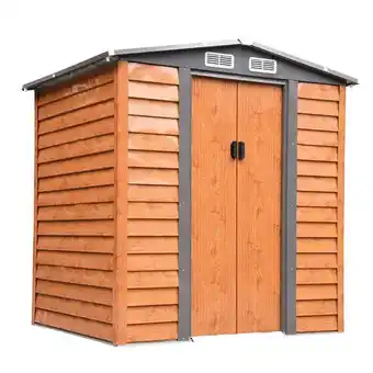 Box casetta da giardino in acciaio con prese d'aria e base 197,5x160x178-201cm