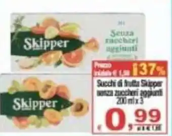Skipper senza zuccheri succhi di frutta 200 ml x 3