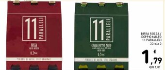 Birra rossa doppio malto 11 paralleli 33 cl x 3