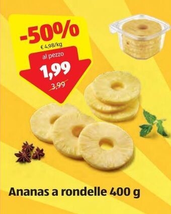 ALDI Ananas a rondelle 400 g offerta