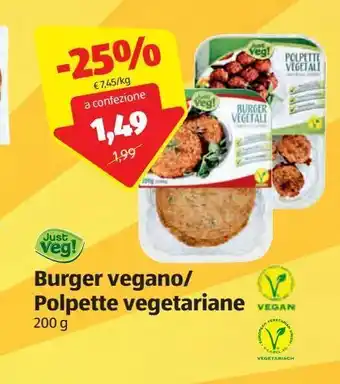 ALDI Burger vegano / polpette vegetariane 200 g offerta