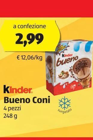 Kinder bueno coni 4 pezzi 248 g
