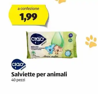 ALDI Salviette per animali 40 pezzi ciao offerta