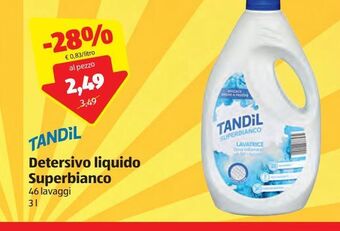 ALDI Tandil detersivo liquido superbianco 46 lavaggi 3 l offerta