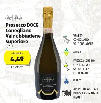 ALDI Musti Nobilis Prosecco DOCG Conegliano Valdobbiadene Superiore 0,75L offerta