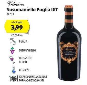 ALDI Velarino Susumaniello Puglia IGT 075L offerta