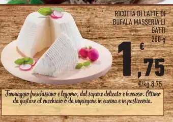 Conad Ricotta di latted i bufala masseria li gatti 200 g offerta