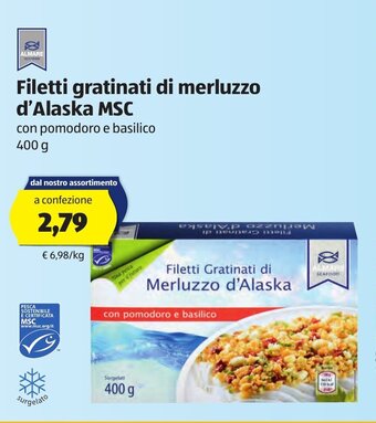 ALDI Almare Filetti gratinati di merluzzo d'Alaska MSC 400g offerta