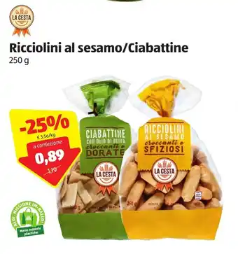 ALDI La Cesta Ricciolini al sesamo/Ciabattine 250g offerta