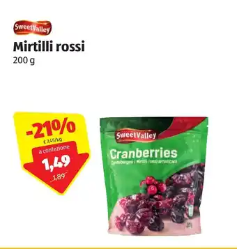 ALDI Sweet Valley Mirtilli rossi 200g offerta