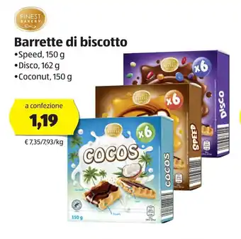 ALDI Finest Bakery Barrette di biscotto Speed 150g/Disco 162g/Coconut 150g offerta
