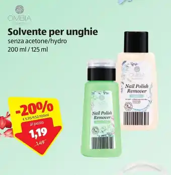 ALDI Ombia Solvente per unghie 200ml/125ml offerta