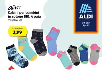 ALDI Alive Calzini per bambini in cotone BIO, 4 paia offerta