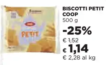 Coop Coop Biscotti Petit 500g offerta