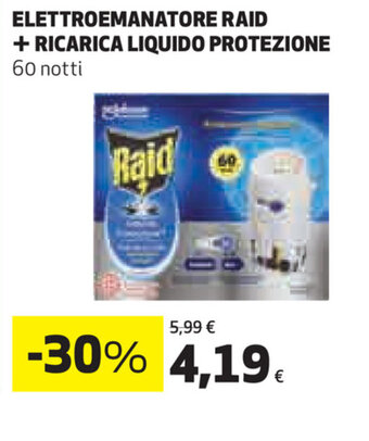 Coop Raid Elettroemanatore + Ricarica Liquido Protezione 60 notti offerta