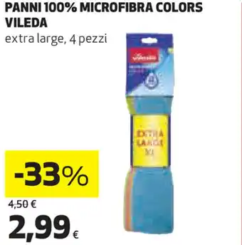Coop Vileda Panni 100% Microfibra Colors 4 pezzi offerta