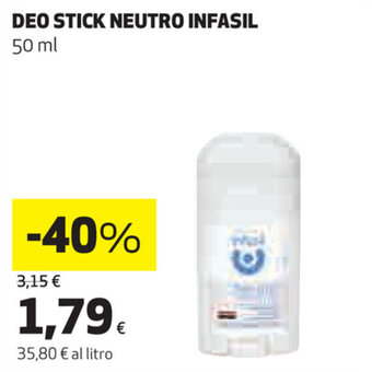 Coop Infasil Deo Stick Neutro 50ml offerta