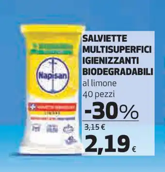 Coop Napisan Salviette Multisuperfici Igienizzanti Biodegradabili 40 pezzi offerta