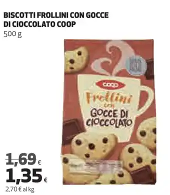 Coop Coop Frollini con Gocce di Cioccolato Biscotti 500g offerta