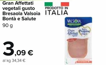 Carrefour Valsoia Gran Affettati vegetali gusto Bresaola bontà e salute 90 g offerta