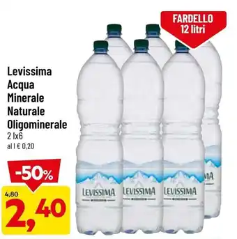 DPiù Levissima Acqua Minerale Naturale Oligominerale 2 l x 6 offerta