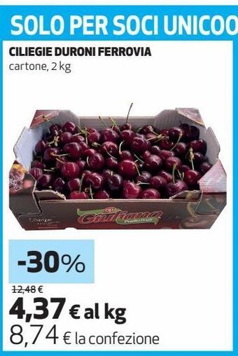 Coop Ciliegie duroni ferrovia offerta