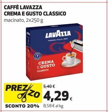 Lavazza, Crema e Gusto Classico Espresso Caffè Macinato - 2 x 250 g -  Supermercato Online Pesaro e Urbino