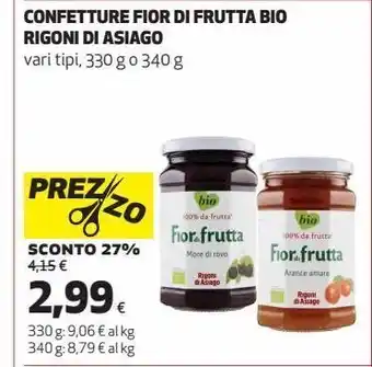 Coop Confettura fior di frutta bio rigoni di asiago offerta