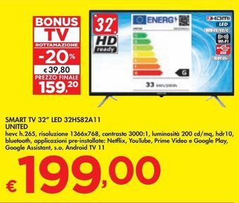 Smart tv 32" led 32hs82a11 united