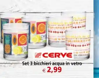 Set 3 bicchieri acqua in vetro