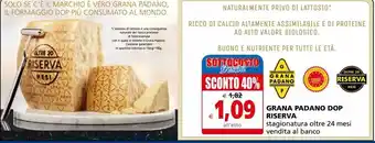 Il Gigante Grana padano dop riserva stagionatura oltre 24 mesi l'etto offerta