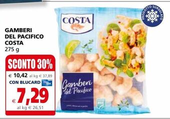Il Gigante Gamberi del pacifico costa 275g offerta