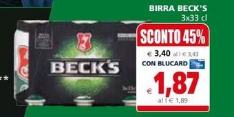 Il Gigante Birra beck's 3x33cl offerta