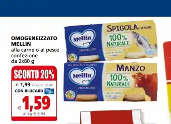Omogeneizzato di carne o di pesce mellin 2x80g