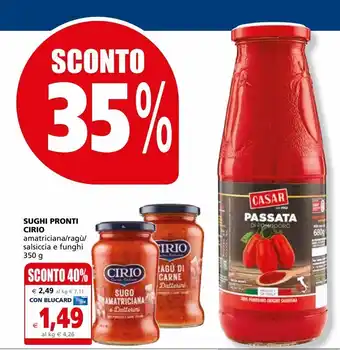 Il Gigante Sughi pronti asta cirio amatriciana/ragù/salsiccia e funghi 350g offerta