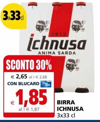 Il Gigante Birra ichnusa 3x33cl offerta