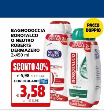 Il Gigante Bagno doccia borotalco  neutro roberts dermazero 2x450ml offerta