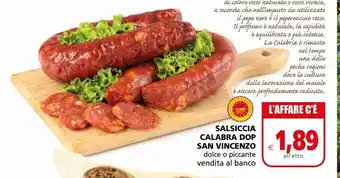 Salsiccia calabra dop san vincenzo dolce o piccante l'etto