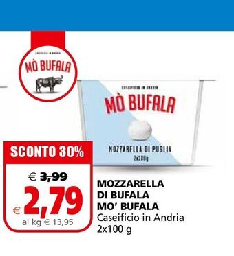 Mozzarella di bufala mò bufala caseificio in andria 2x100g