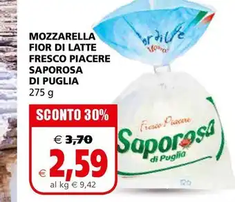 Il Gigante Mozzarella fior di latte fresco piacere saporosa di puglia 275 g offerta